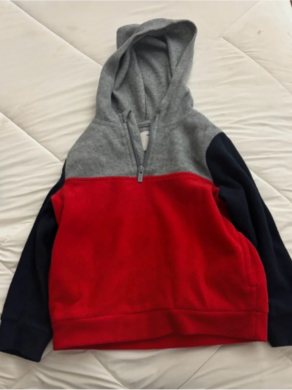 Old Navy Colorblock Fleece Hoodie - Red, Gray & Navy